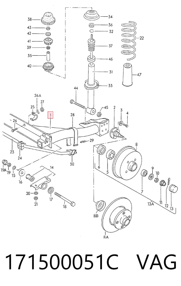 Viga de suspensão traseira (plataforma veicular) Volkswagen Jetta I