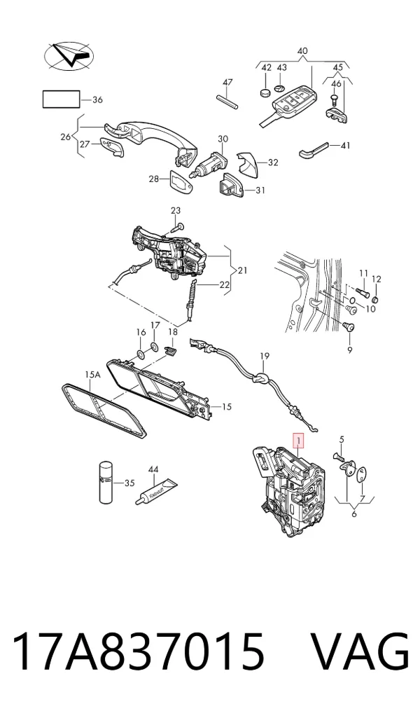 Fecho da porta dianteira esquerda Volkswagen Jetta VII