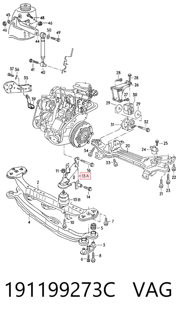 Consola de coxim (apoio) dianteira de motor 191199273C VAG