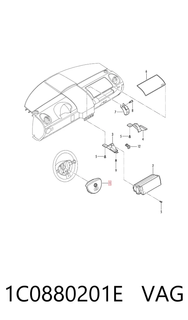 Cinto de segurança (AIRBAG) de condutor 1C0880201E VAG