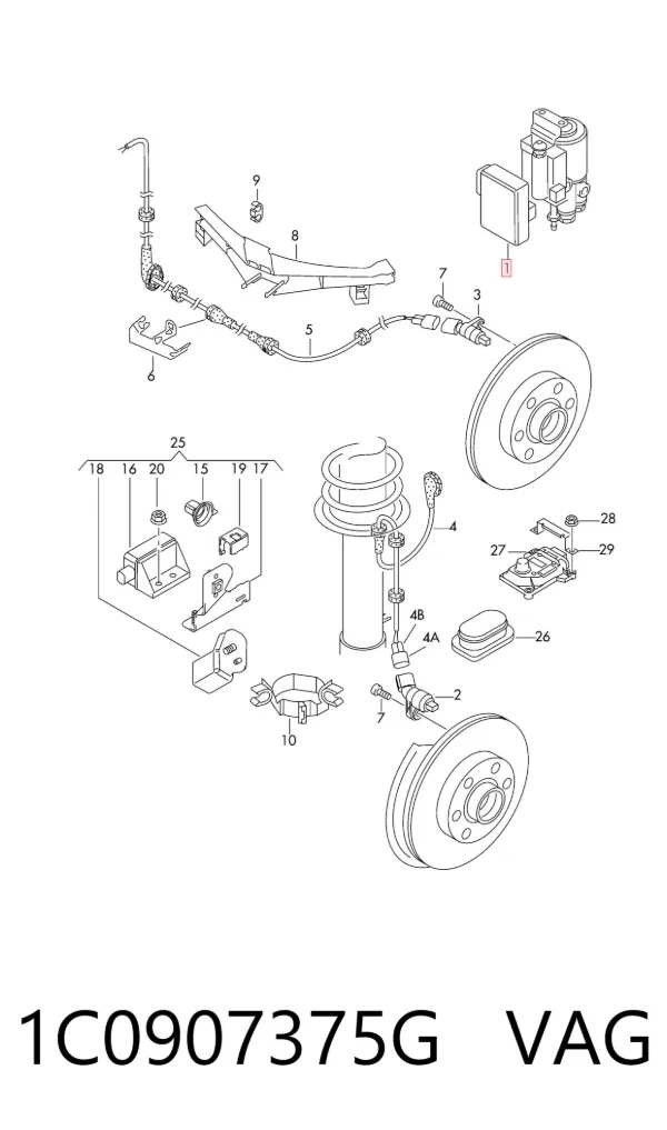 Unidade hidráulico de controlo ABS 1C0907375G VAG