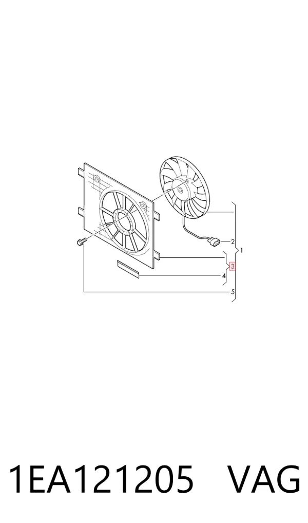 Difusor do radiador de esfriamento, montado com motor e roda de aletas 1EA121205 VAG