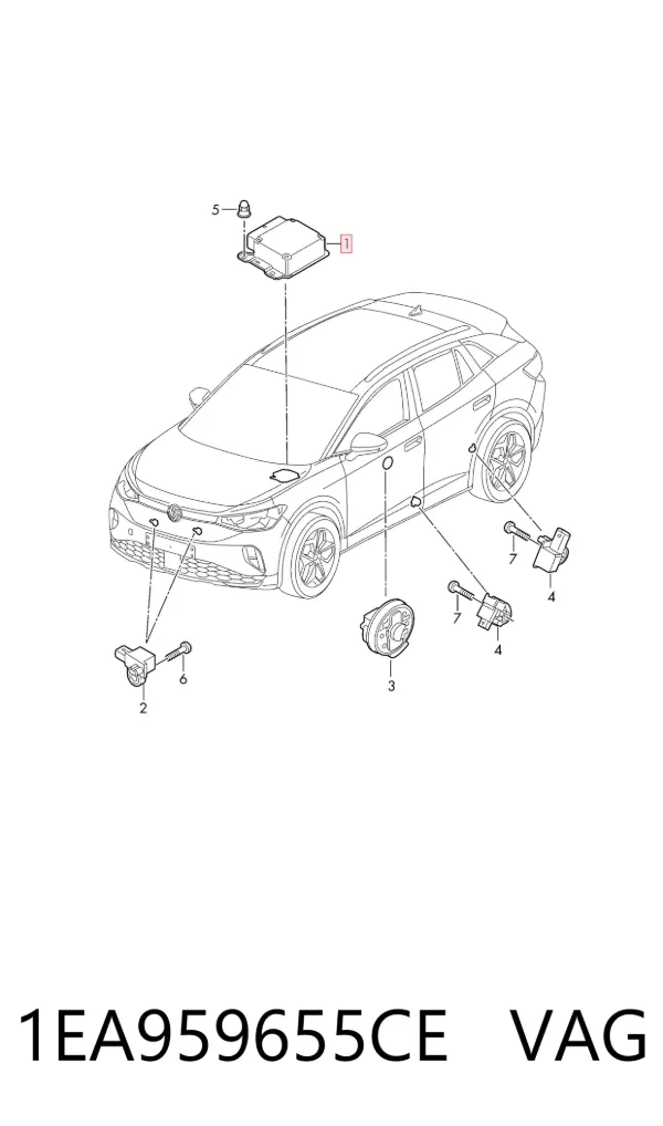 Módulo processador de controlo da bolsa de ar (Centralina eletrônica AIRBAG) 1EA959655CE VAG