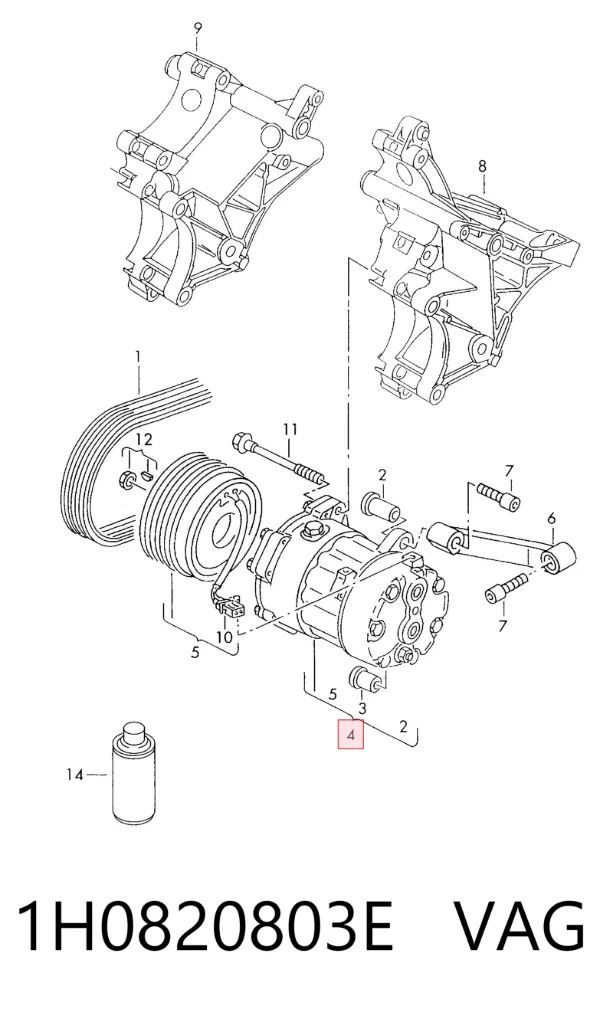 Compressor de aparelho de ar condicionado 1H0820803E VAG
