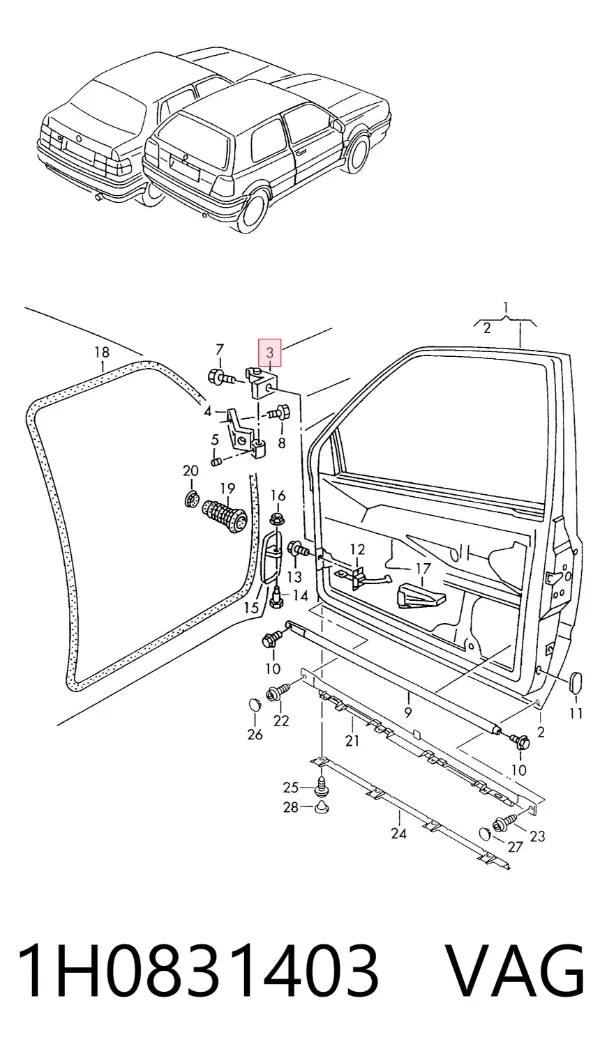 Gozno da porta dianteira esquerda 1H0831403 VAG