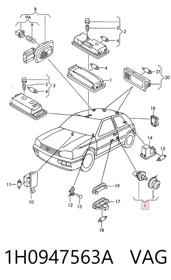 Sensor de fechamento de portas (interruptor de fim de carreira) 1H0947563A VAG