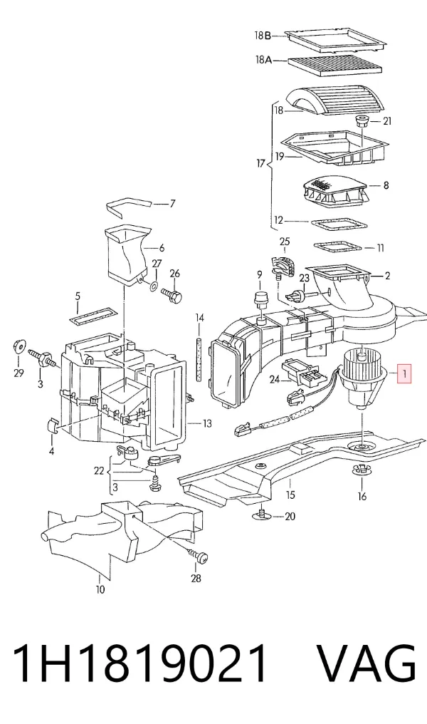 Motor de ventilador de forno (de aquecedor de salão) 1H1819021 VAG