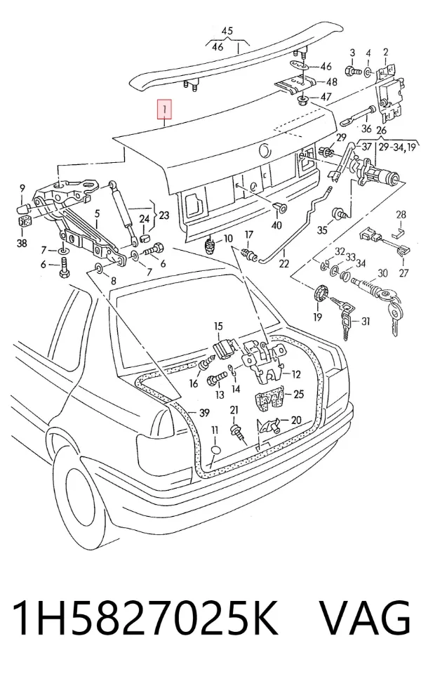 Tampa de porta-malas Volkswagen Vento 1H2