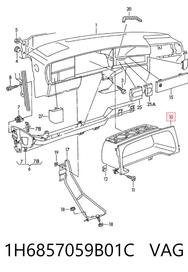 Cobrimento de painel de instrumentos 1H6857059B01C VAG