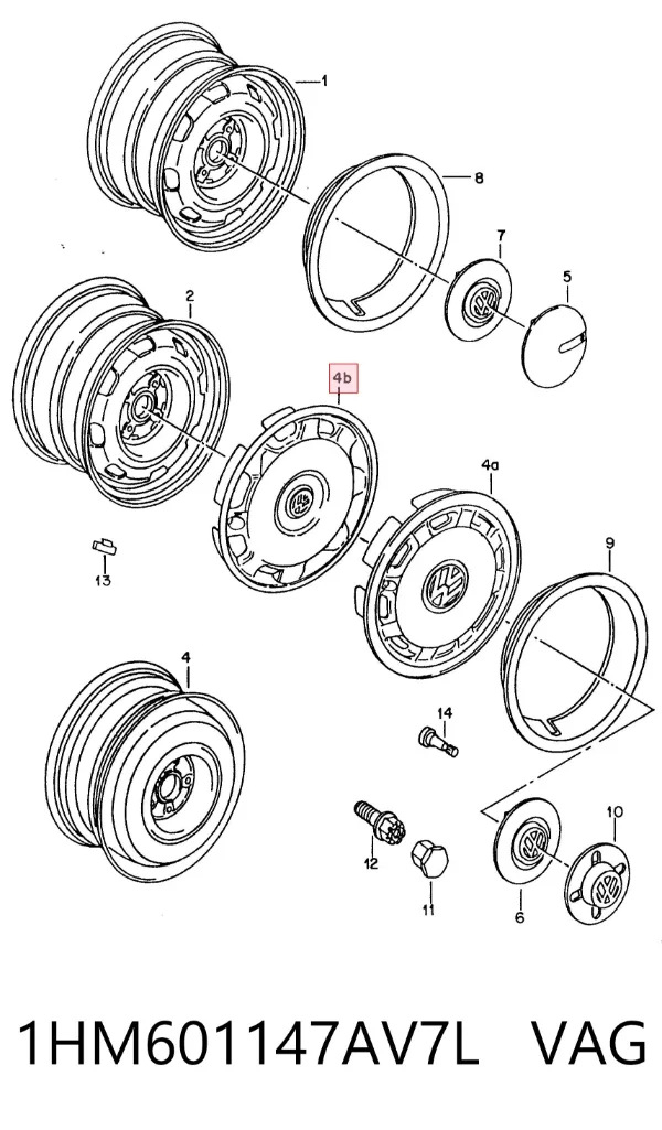 Coberta de disco de roda 1HM601147AV7L VAG