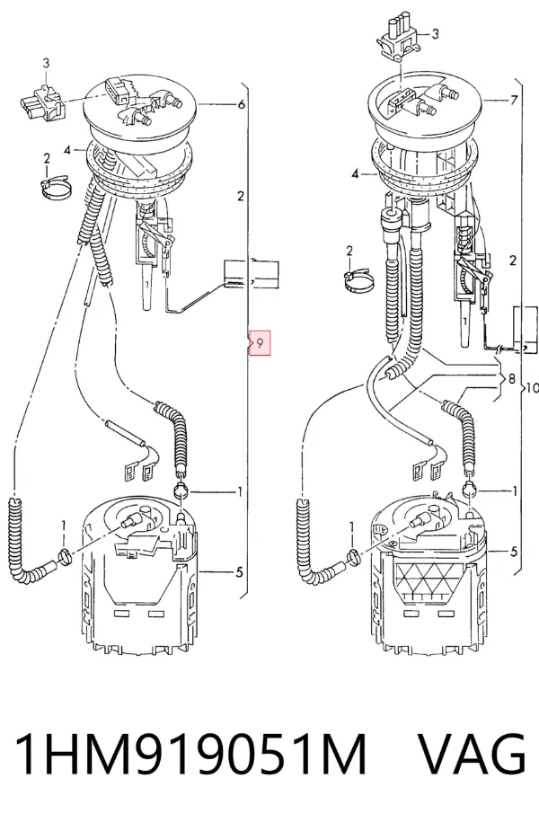 Módulo de bomba de combustível com sensor do nível de combustível 1HM919051M VAG