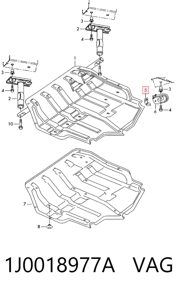 Consola de fixação de proteção de motor 1J0018977A VAG