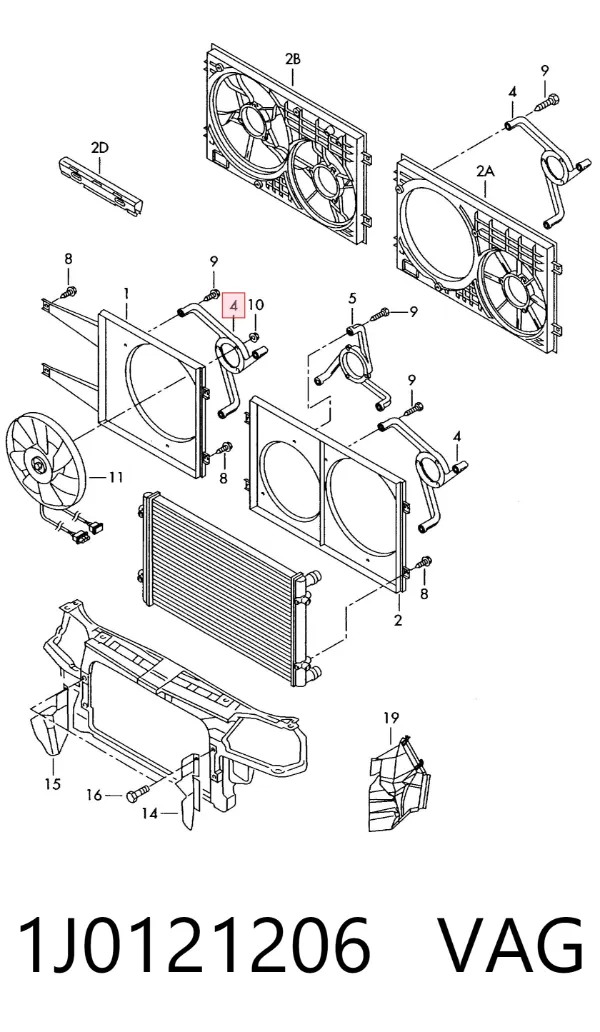 Consola de motor de ventilador de esfriamento no difusor 1J0121206 VAG