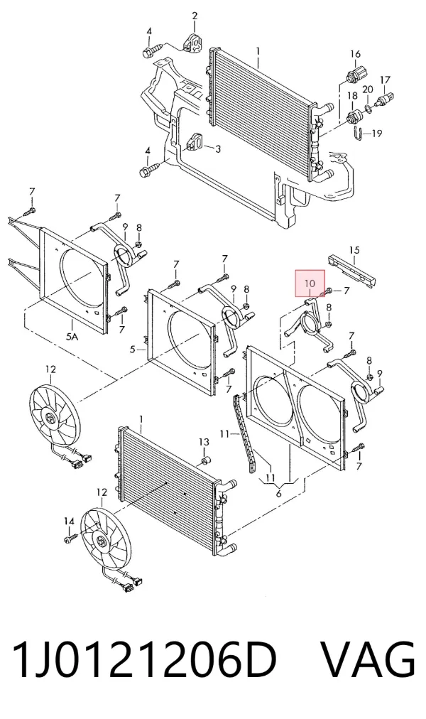 Consola de motor de ventilador de esfriamento no difusor 1J0121206D VAG