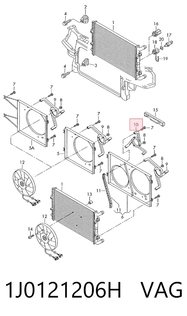 Consola de motor de ventilador de esfriamento no difusor 1J0121206H VAG