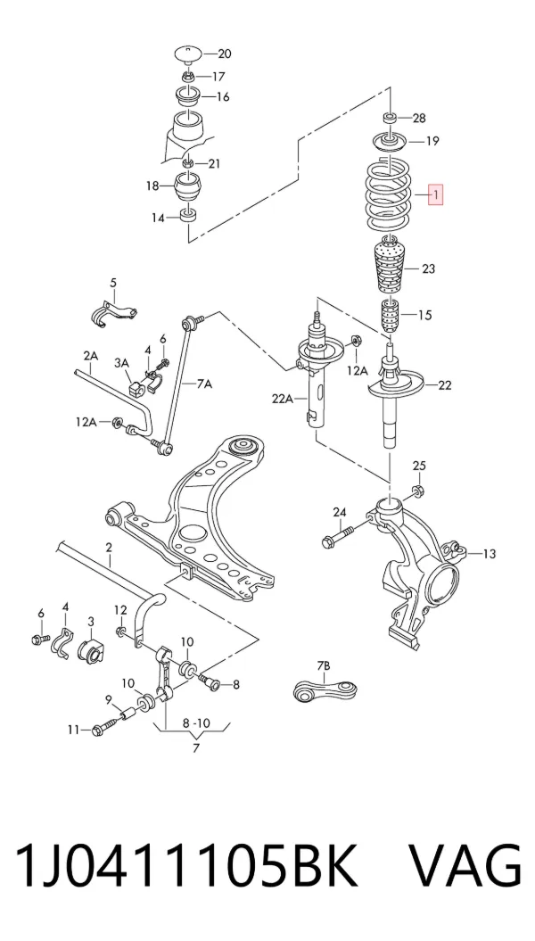 Mola dianteira 1J0411105BK VAG