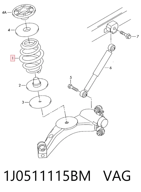 Mola traseira 1J0511115BM VAG