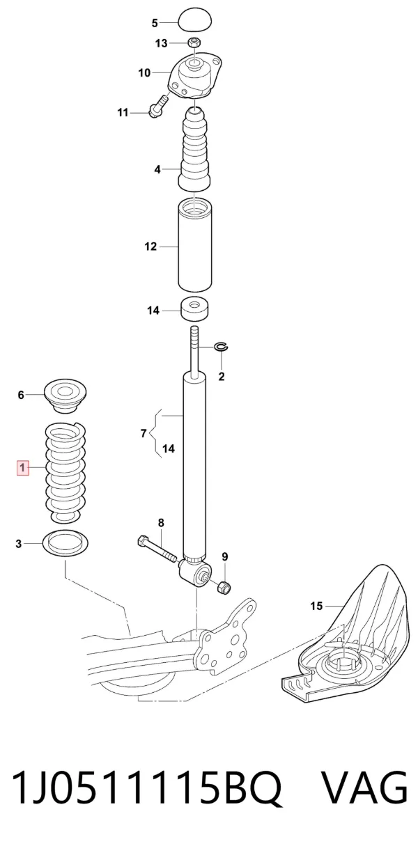 Mola traseira 1J0511115BQ VAG