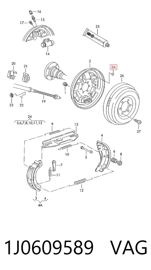 Kit de reparação dos freios traseiros 1J0609589 VAG