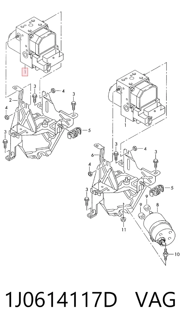 Unidade hidráulico de controlo ABS 1J0614117D VAG
