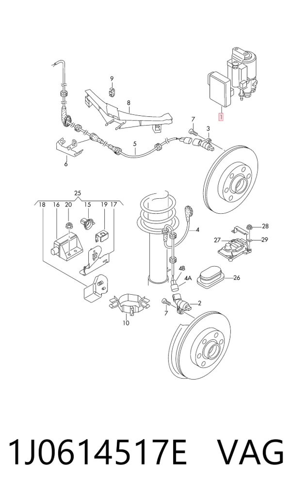 Unidade hidráulico de controlo ABS 1J0614517E VAG