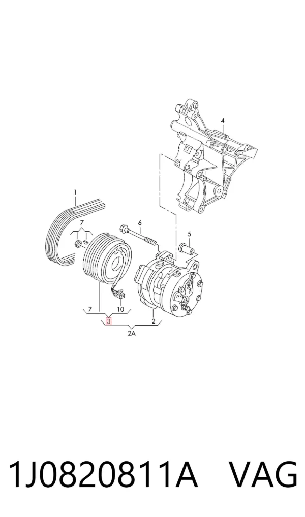 Acoplamento (bobina magnética) do compressor de aparelho de ar condicionado 1J0820811A VAG