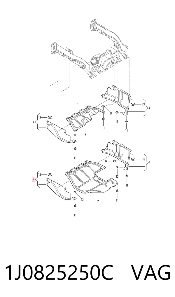 Proteção de motor direito 1J0825250C VAG