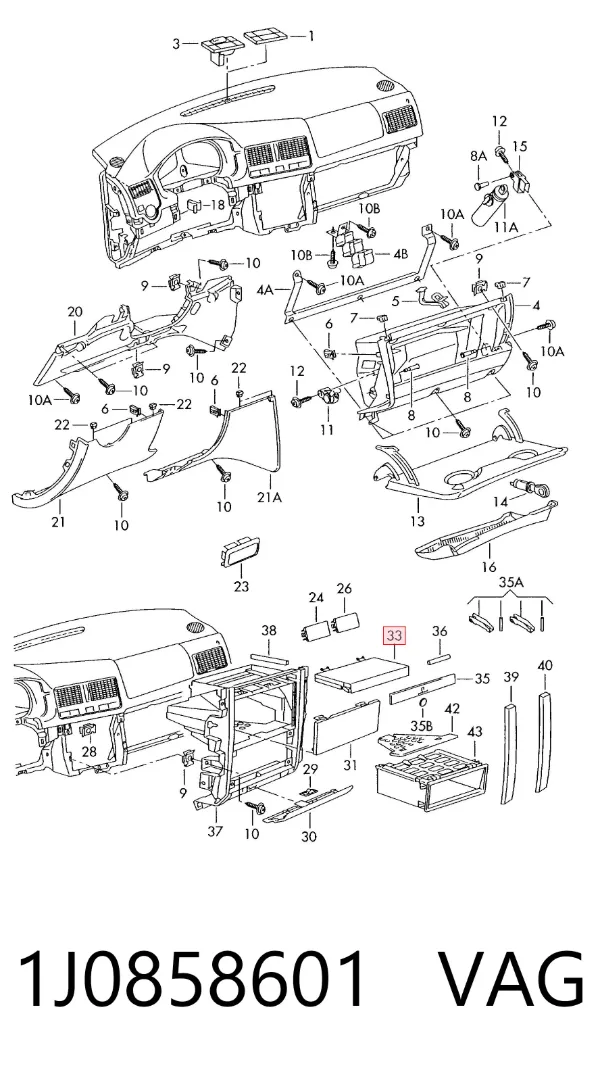 Suporte para copos no "painel de instrumentos" 1J0858601 VAG