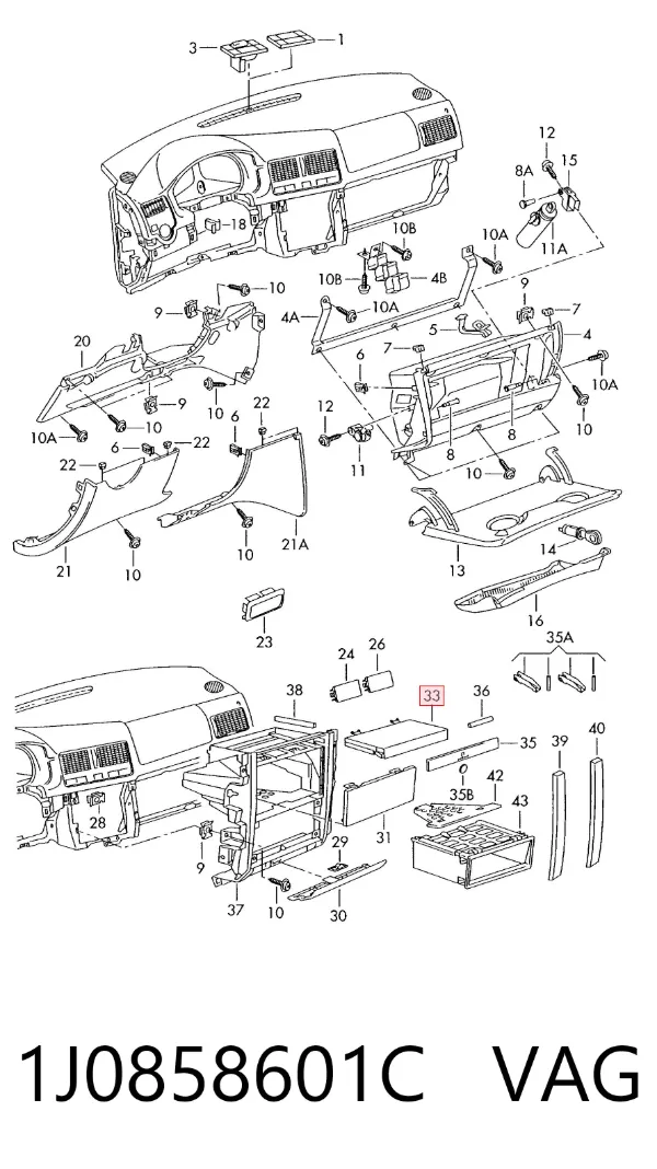 Suporte para copos no "painel de instrumentos" 1J0858601C VAG