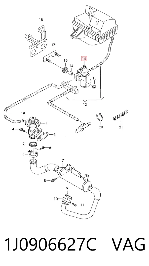 Válvula solenoide de regulação de comporta EGR 1J0906627C VAG