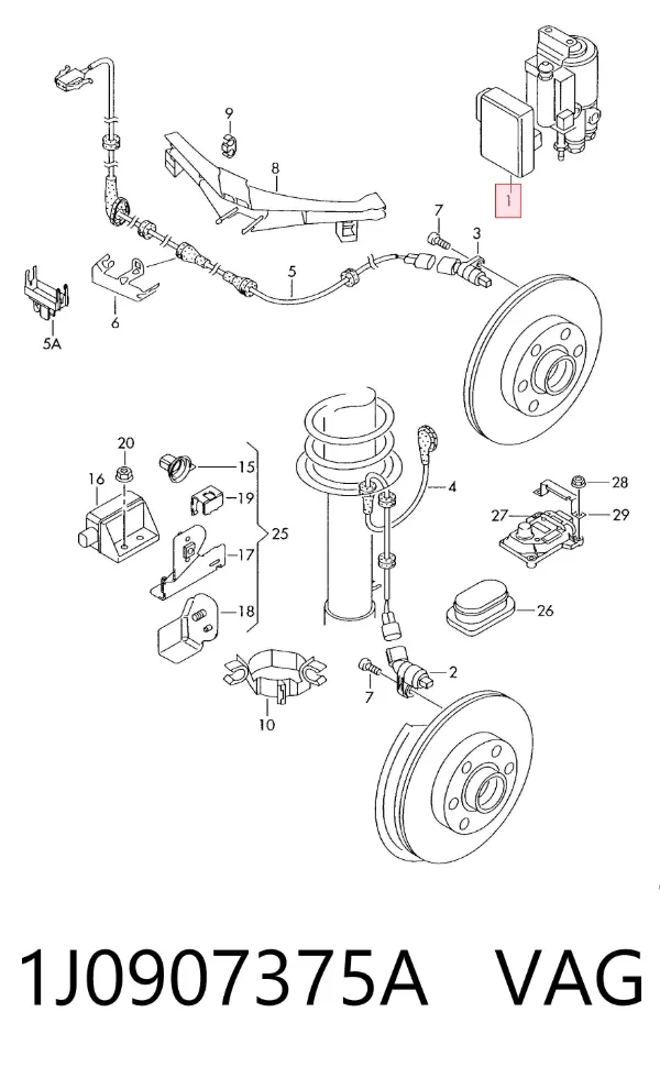 Unidade hidráulico de controlo ABS 1J0907375A VAG