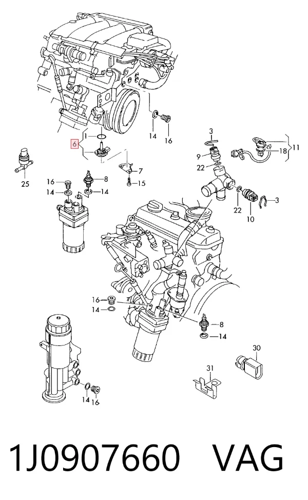 Sensor do nível de óleo de motor 1J0907660 VAG