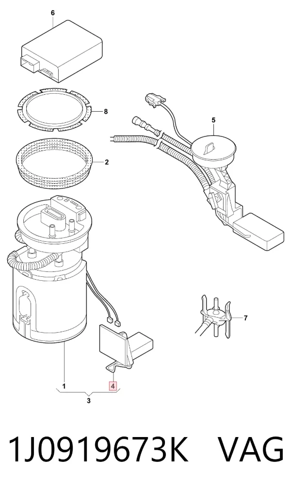 Sensor do nível de combustível no tanque 1J0919673K VAG
