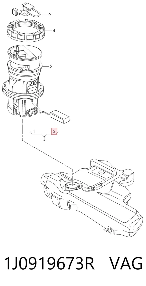 Sensor do nível de combustível no tanque 1J0919673R VAG
