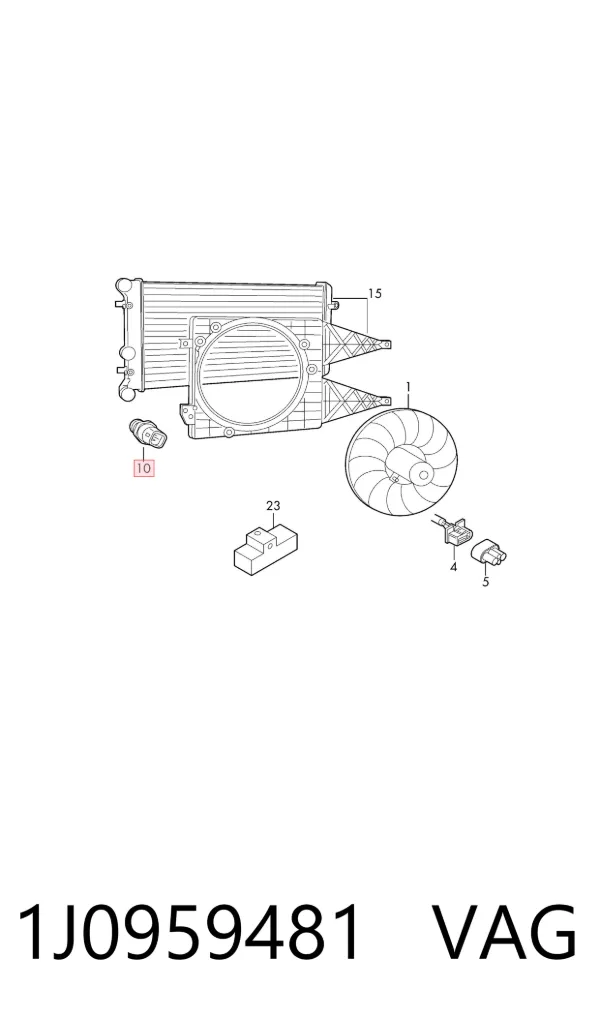 Sensor de temperatura do fluido de esfriamento (de ativação de ventilador do radiador) 1J0959481 VAG
