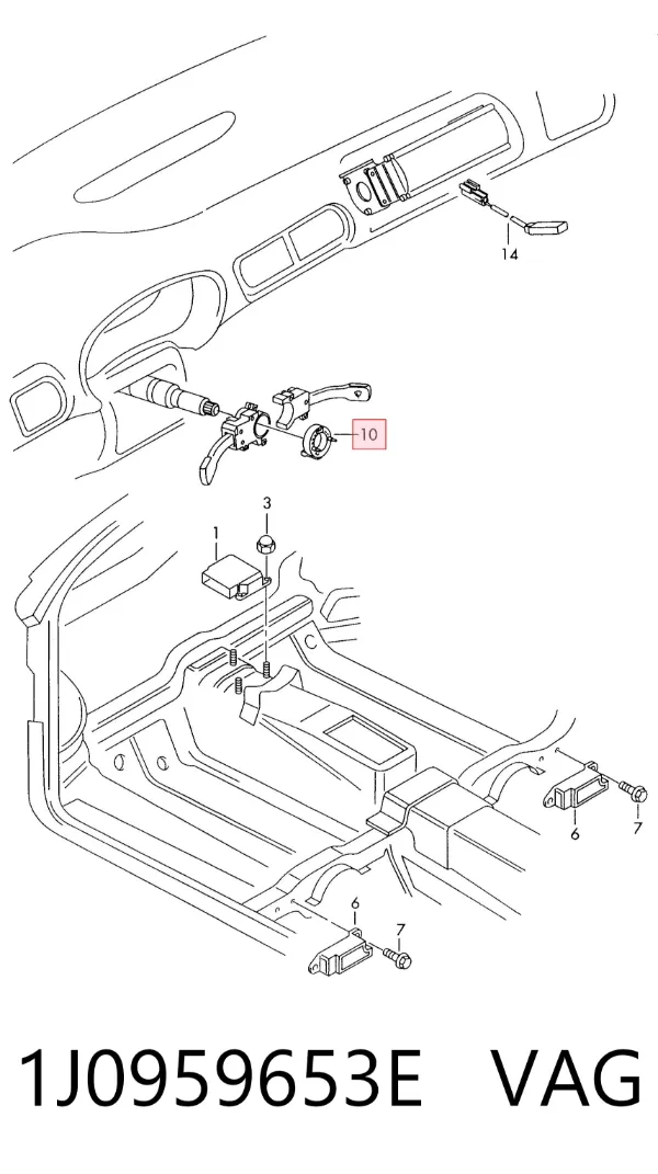 Anel AIRBAG de contato, cabo plano do volante 1J0959653E VAG