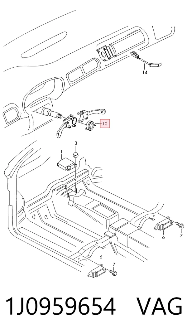 Anel AIRBAG de contato, cabo plano do volante 1J0959654 VAG