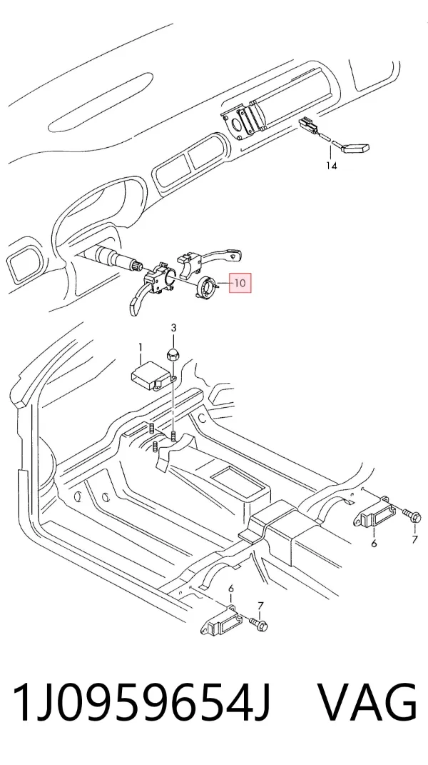 Anel AIRBAG de contato, cabo plano do volante 1J0959654J VAG