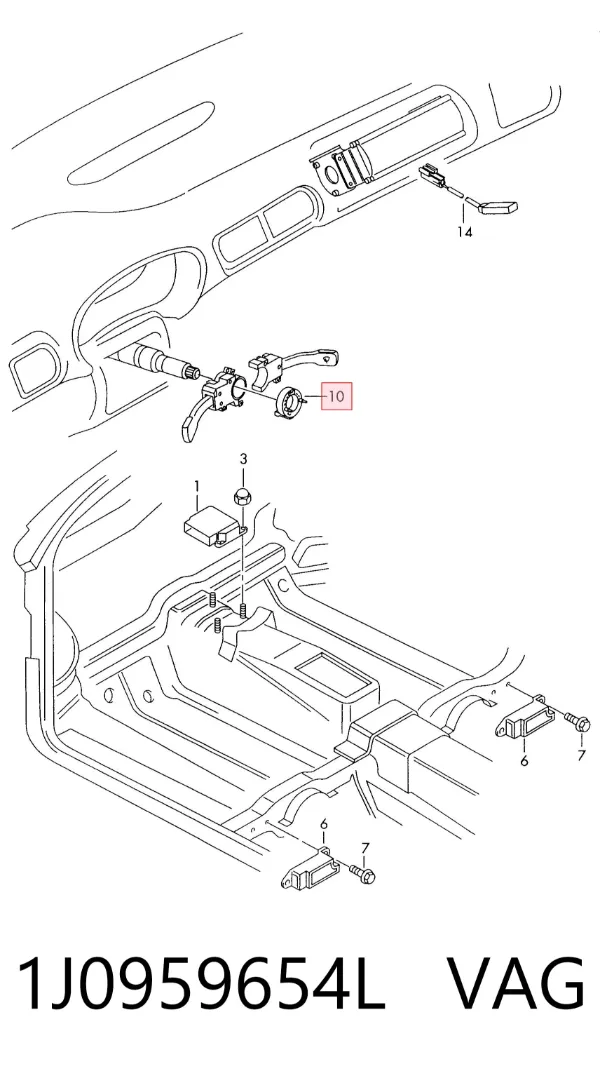 Anel AIRBAG de contato, cabo plano do volante 1J0959654L VAG