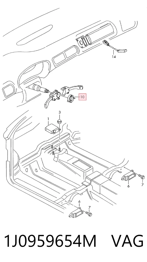 Anel AIRBAG de contato, cabo plano do volante 1J0959654M VAG
