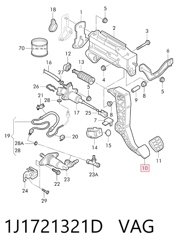Pedal de embraiagem 1J1721321D VAG