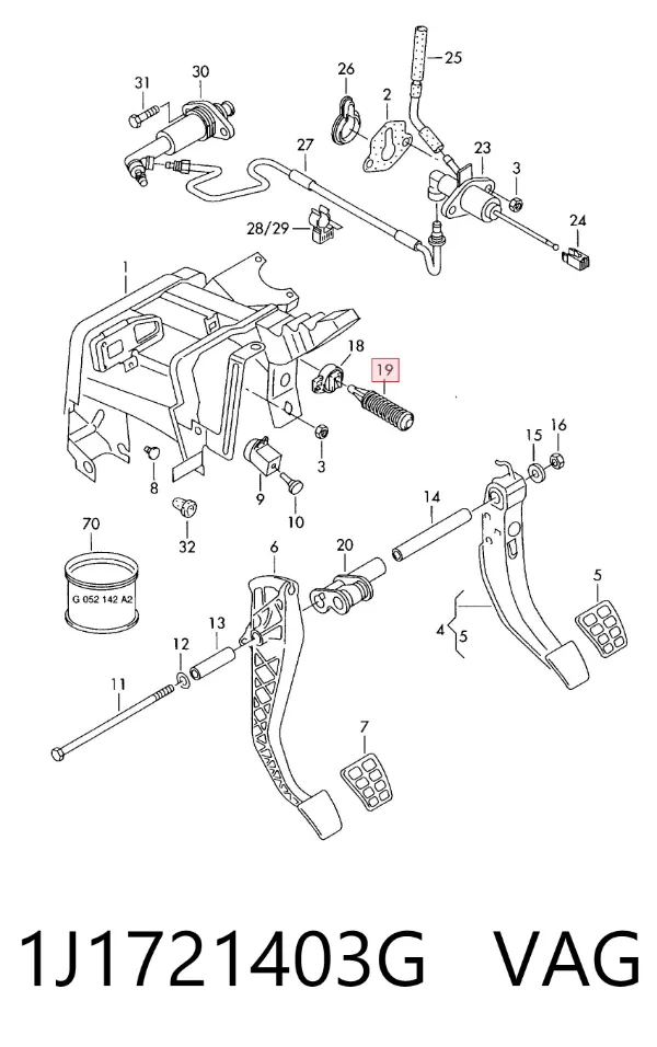 Mola de pedal de embraiagem 1J1721403G VAG