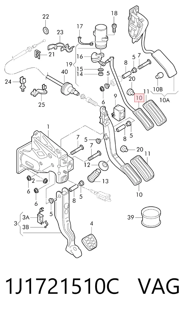 Pedal de gás (de acelerador) 1J1721510C VAG