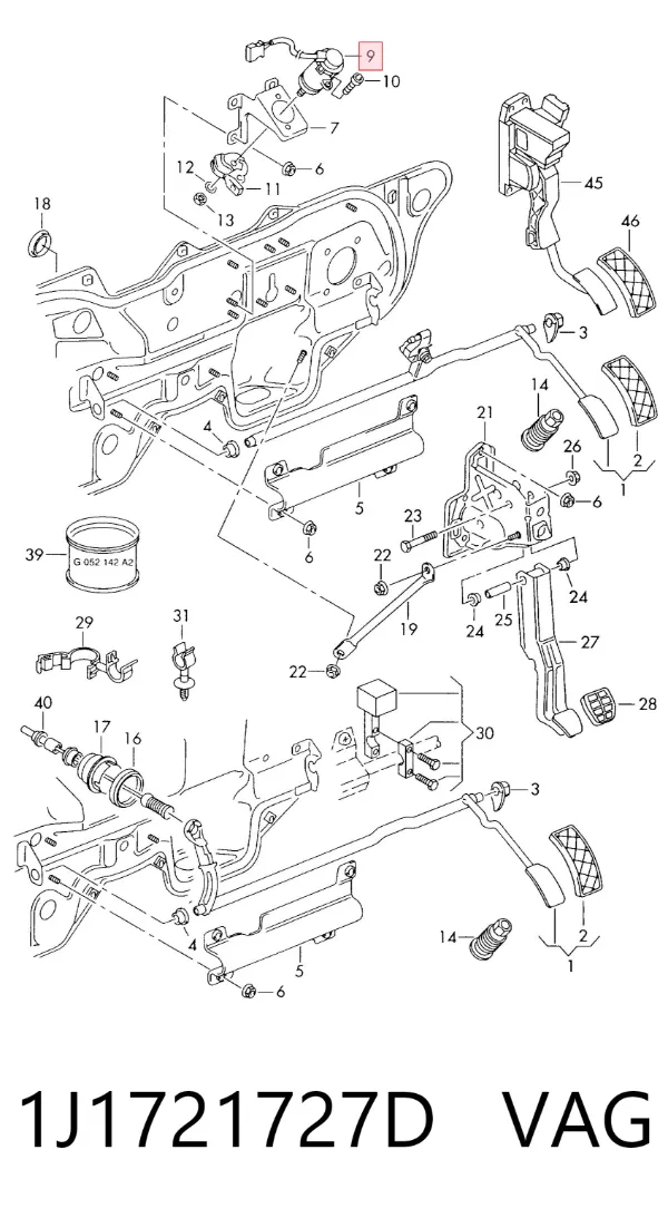 Sensor de posição de pedal de acelerador (de gás) 1J1721727D VAG