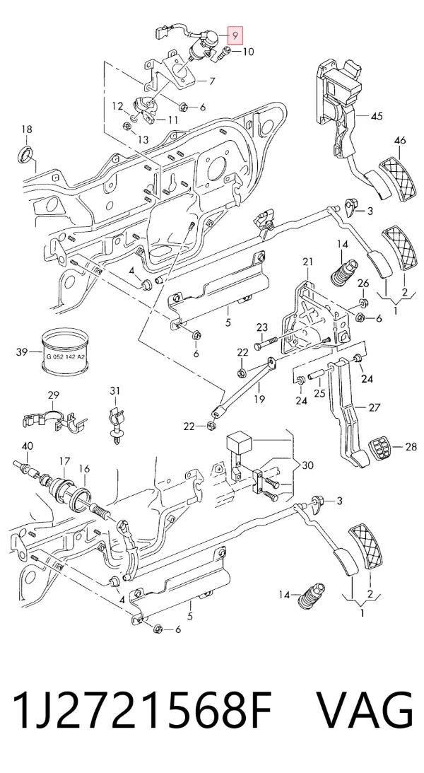 Sensor de posição de pedal de acelerador (de gás) 1J2721568F VAG