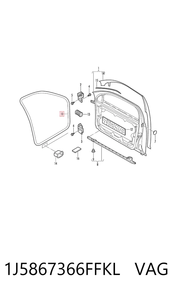 Compactador da porta dianteira direita (na carroçaria) 1J5867366FFKL VAG