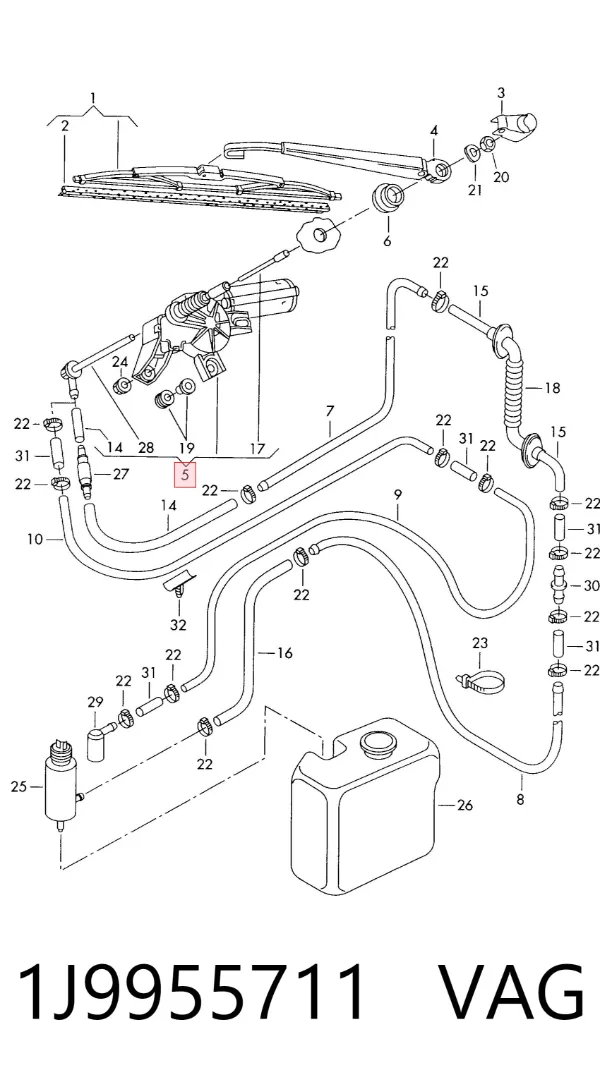 Motor de limpador pára-brisas de vidro traseiro 1J9955711 VAG