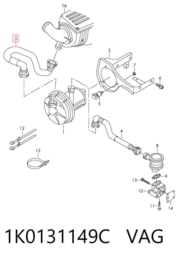Cano derivado de ar, saída de filtro de ar 1K0131149C VAG