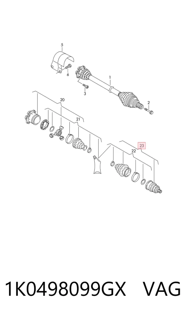 Junta homocinética externa dianteira 1K0498099GX VAG
