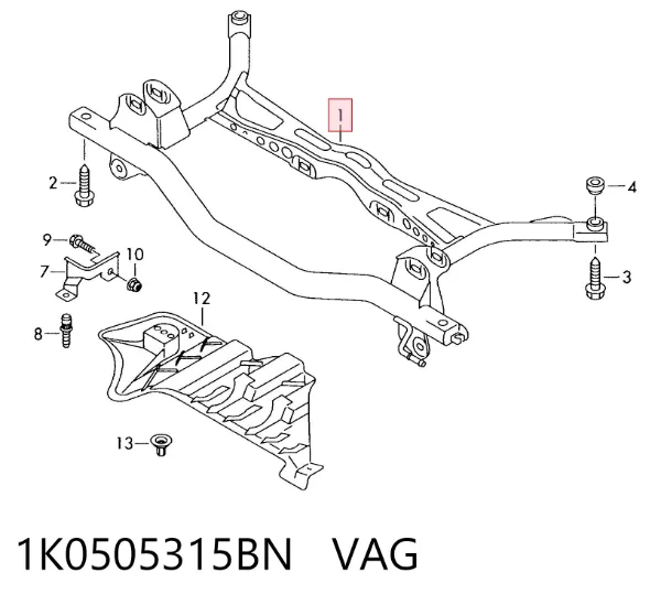 Viga de suspensão traseira (plataforma veicular) 1K0505315BN VAG
